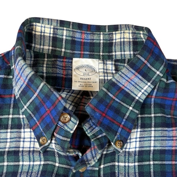 Brooks Brothers Regent Button Down Flannel Shirt Men's Size Large Plaid Cotton - Picture 2 of 3
